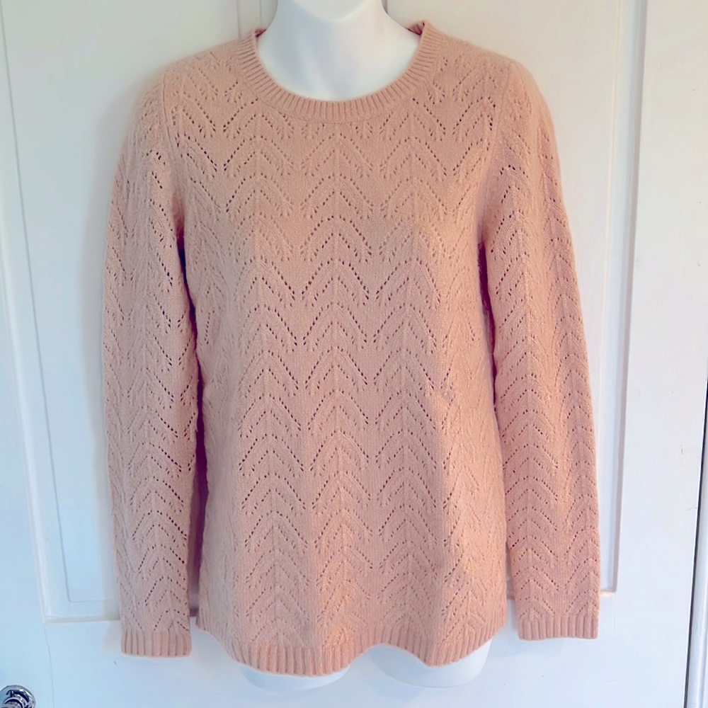 Talbots Pointelle Sweater Champagne Rose Pink Small Crewneck
